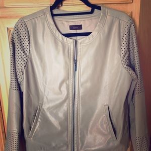 Cream faux leather coat